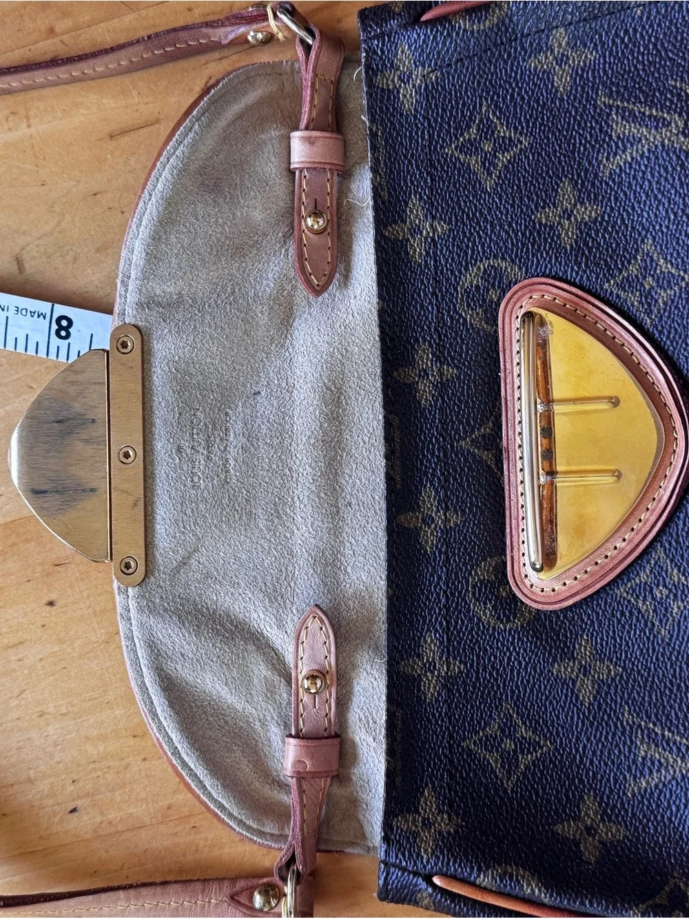 Louis Vuitton Monogram Canvas Shoulder Bag with Gold-Tone Clasp